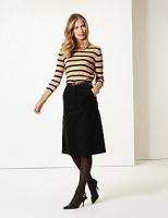 Marks and Spencer  Cotton Rich Belted Corduroy A-Line Skirt