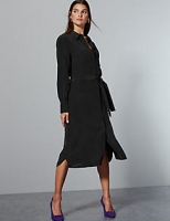 Marks and Spencer  Pure Silk Long Sleeve Shirt Dress With Belt