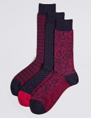 3 Pack Cotton Rich Assorted Socks