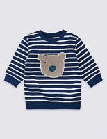 Marks and Spencer  Organic Cotton Stripe Bear Sweatshirt