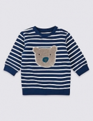 Organic Cotton Stripe Bear Sweatshirt