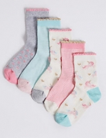 Marks and Spencer  5 Pairs of Unicorn Socks (1-14 Years)