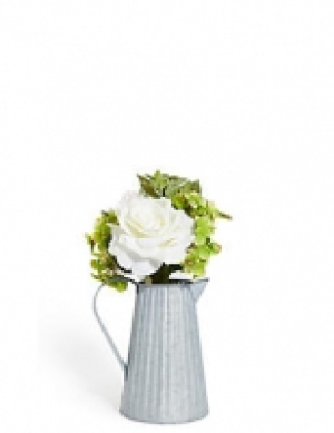 Rose & Hydrangea in Tin Jug
