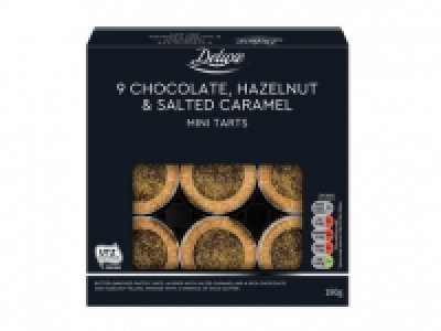 DELUXE 9 Chocolate, Hazelnut < Salted Caramel Mini Tarts