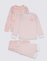 Marks and Spencer  2 Pack Cotton Pyjamas with Stretch (3-16 Years)