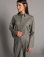 Marks and Spencer  Split Cuff Long Sleeve Tweed Shirt