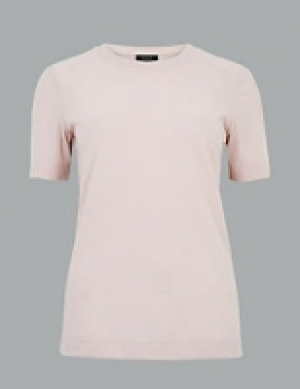 Textured Round Neck Short Sleeve T-Shirt 32.00 €