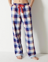 Marks and Spencer  Pure Cotton Checked Long Pyjama Bottoms