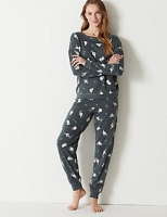 Marks and Spencer  Cotton Rich Cat Print Pyjama Set