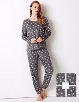 Marks and Spencer  Fleece Star Print Long Sleeve Pyjama Set