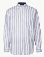 Marks and Spencer  Cotton Rich Striped Shirt with Pocket