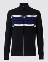 Marks and Spencer  Pure Cotton Striped Zip Through Jumper