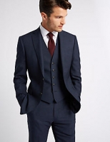 Marks and Spencer  Indigo Checked Tailored Wool 3 Piece Suit