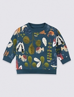 Marks and Spencer  Cotton Garden Print Sweatshirt with Stretch