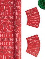 Marks and Spencer  Red & White Text Jumbo Christmas Wrapping Paper 14m & 12 Gif