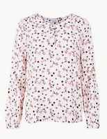 Marks and Spencer  Cotton Rich Floral Print Round Neck Blouse
