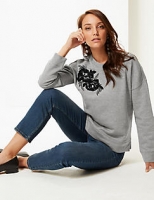 Marks and Spencer  Cotton Rich Embroidered Sweatshirt
