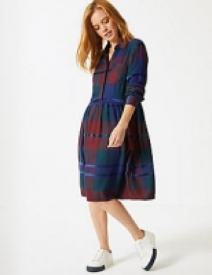 PETITE Checked Long Sleeve Drop Waist Dress 47.50 €