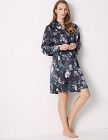 Marks and Spencer  Satin Floral Print Wrap Dressing Gown