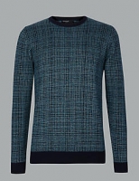 Marks and Spencer  Supima® Cotton Checked Crew Neck Jumper