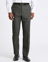 Marks and Spencer  Charcoal Textured Regular Fit Wool Trousers