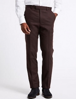 Marks and Spencer  Burgundy Textured Tailored Fit Trousers