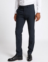 Marks and Spencer  Blue Textured Modern Slim Fit Trousers