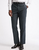 Marks and Spencer  Charcoal Textured Tailored Fit Wool Trousers