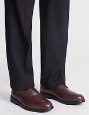 Extra Wide Leather Brogue Shoes with Airflex