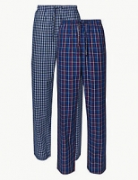 Marks and Spencer  2 Pack Pure Cotton Checked Long Pyjama Bottoms