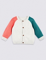 Marks and Spencer  Pure Cotton Colour Block Knitted Cardigan