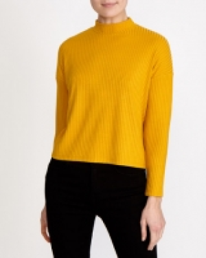 Draped Rib High Neck Top