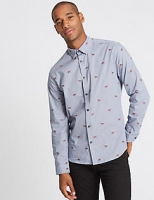 Marks and Spencer  Pure Cotton Slim Fit Fox Print Shirt