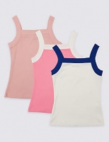 Marks and Spencer  3 Pack Cotton Vest Tops with Stretch (3-16 Years)