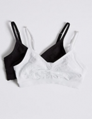 2 Pack Seamfree Jacquard Spot Cropped Tops (9-16 Years)