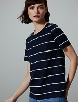 Marks and Spencer  Pure Cotton Striped Short Sleeve T-Shirt