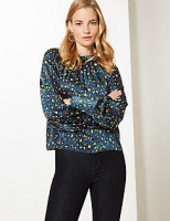Marks and Spencer  Animal Print Satin Long Sleeve Blouse
