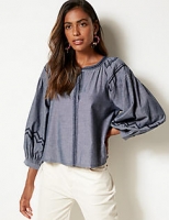 Marks and Spencer  Pure Cotton Embroidered Long Sleeve Blouse