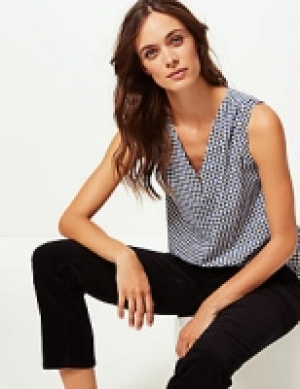 Marks and Spencer  Checked V-Neck Shell Top