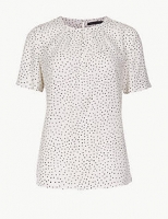Marks and Spencer  Polka Dot Round Neck Short Sleeve Shell Top