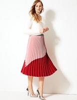 Marks and Spencer  Colour Block Pleated Midi Skirt