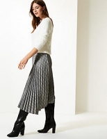 Marks and Spencer  Checked Asymmetric Pleated Midi Skirt