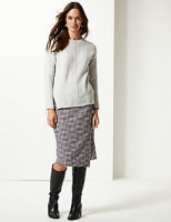 Marks and Spencer  Checked Pencil Midi Skirt with Wool