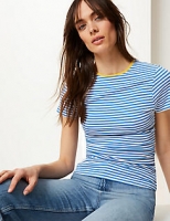 Marks and Spencer  Cotton Rich Striped Short Sleeve T-Shirt