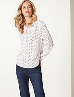 Marks and Spencer  Spotted Round Neck Long Sleeve Blouse