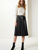 Marks and Spencer  Faux Leather Pleated Midi Skirt