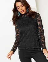 Marks and Spencer  Lace Funnel Neck Long Sleeve Top