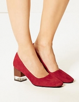 Marks and Spencer  Suede Statement Heel Square Toe Court Shoes