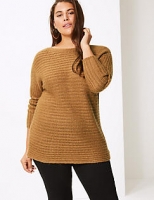 Marks and Spencer  CURVE Textured Round Neck 3/4 Sleeve Jumper
