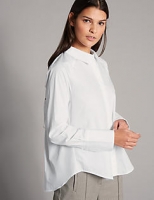 Marks and Spencer  Pure Cotton Ruched Poplin Long Sleeve Shirt